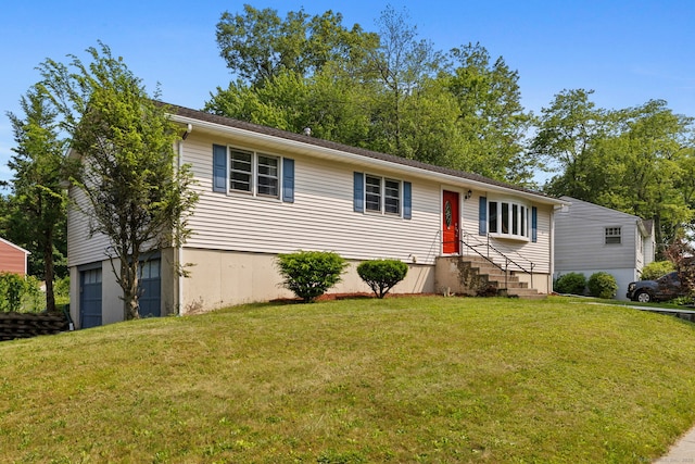 107 Carroll Rd, Hamden, CT 06517 - view of front facade with a front lawn, an attached garage, and entry steps