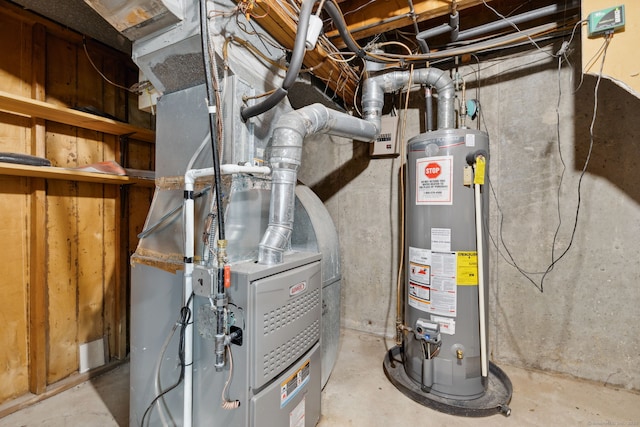 107 Carroll Rd, Hamden, CT 06517 - utility room featuring gas water heater and heating unit