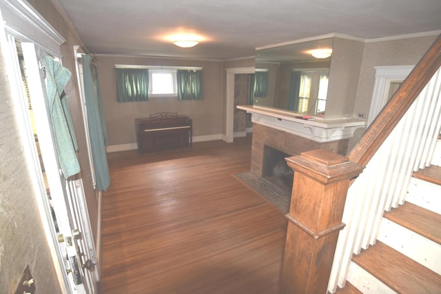 190 Victoria Rd, Hartford, CT 06114 - hall with wood finished floors, stairs, and crown molding