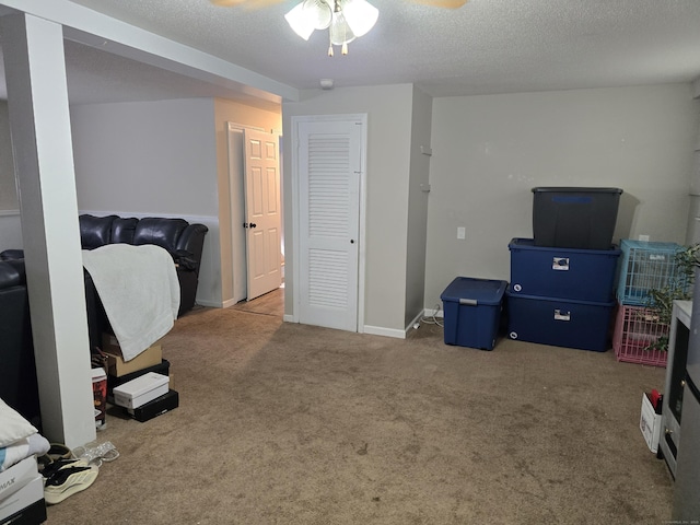 77 Hartz Ln, East Hartford, CT 06118 - office with carpet flooring, ceiling fan, and a textured ceiling