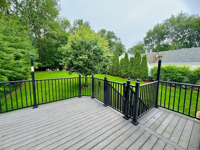 168 Cooper Ln, Hamden, CT 06514 - wooden terrace featuring a lawn