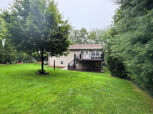 168 Cooper Ln, Hamden, CT 06514 - back of house featuring a wooden deck, stairway, and a yard