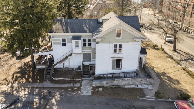 122 Derby Ave, New Haven, CT 06511 - view of front of home featuring stairs and a shingled roof