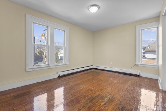 122 Derby Ave, New Haven, CT 06511 - empty room featuring a baseboard radiator and hardwood / wood-style floors