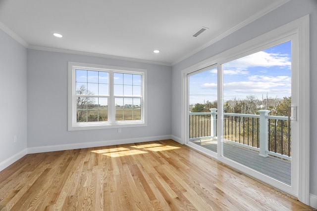 26 Meadowood Ln, Old Saybrook, CT 06475 - unfurnished room featuring ornamental molding, light wood-style floors, and recessed lighting
