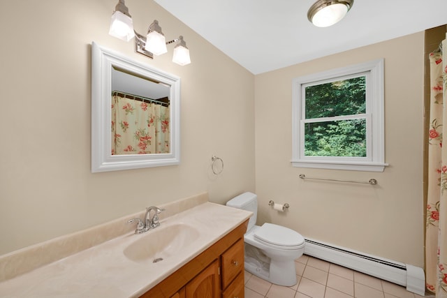 431 Fan Hill Rd, Monroe, CT 06468 - full bathroom featuring a baseboard radiator, vanity, and tile patterned floors