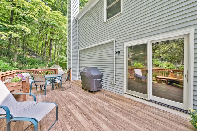 431 Fan Hill Rd, Monroe, CT 06468 - wooden deck featuring grilling area and outdoor dining space