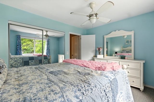 222 Sunrise Hill Rd Unit 222, Norwalk, CT 06851 - bedroom featuring carpet floors, a closet, and a ceiling fan