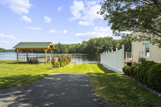 538 Quaddick Rd, Thompson, CT 06277 - dock featuring a gazebo, a water view, and a yard