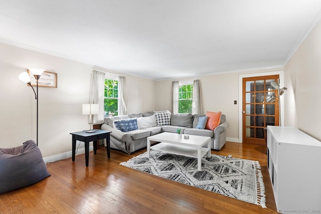 141 Cannon St, Hamden, CT 06518 - living area with ornamental molding and hardwood / wood-style floors