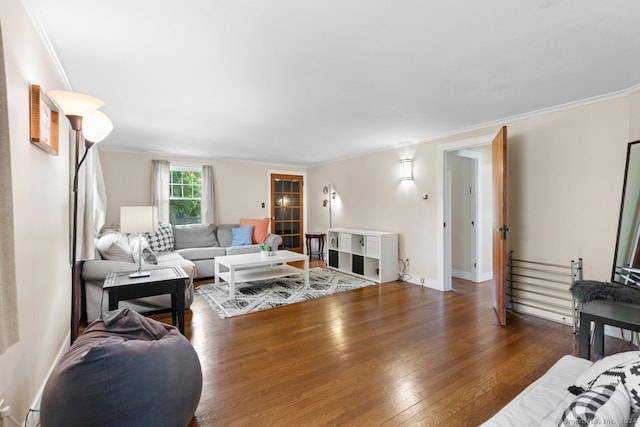 141 Cannon St, Hamden, CT 06518 - living room featuring ornamental molding and wood finished floors