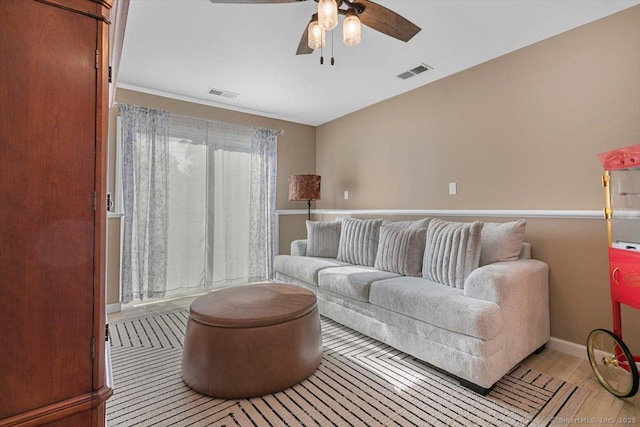2 Sunwoods Cir, Hamden, CT 06518 - living area featuring a ceiling fan and light wood-style flooring