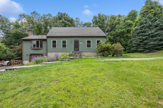 291 Guinevere Rdg, Cheshire, CT 06410 - view of front of house featuring a chimney, a garage, and a front lawn