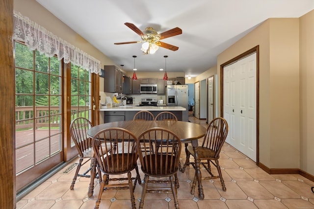 291 Guinevere Rdg, Cheshire, CT 06410 - dining space featuring a ceiling fan and light tile patterned floors
