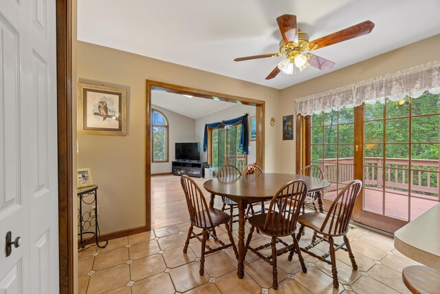 291 Guinevere Rdg, Cheshire, CT 06410 - dining area featuring plenty of natural light, a ceiling fan, and vaulted ceiling