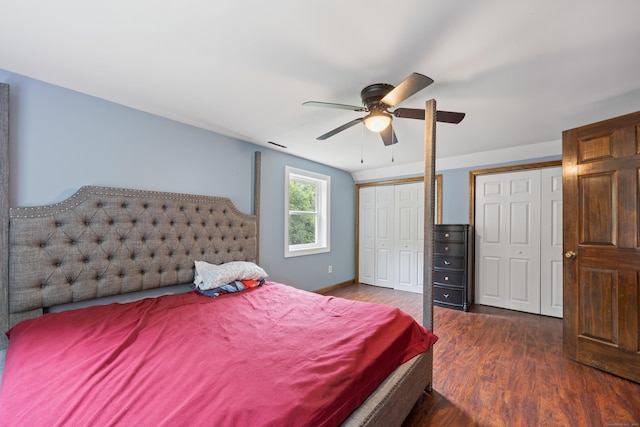 291 Guinevere Rdg, Cheshire, CT 06410 - bedroom with wood finished floors, multiple closets, and a ceiling fan