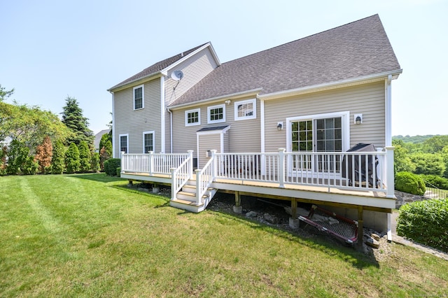 7 Castlewood Dr Unit 7, Monroe, CT 06468 - back of house featuring a deck, a lawn, and roof with shingles