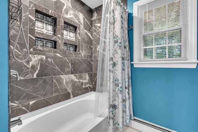 81 Charter Oak Dr, East Lyme, CT 06333 - full bathroom featuring a baseboard radiator and shower / tub combo