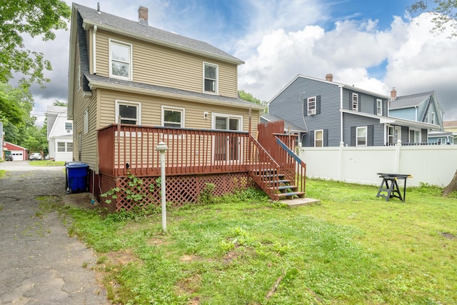 49 Olmsted St, East Hartford, CT 06108 - back of house with a deck and a chimney