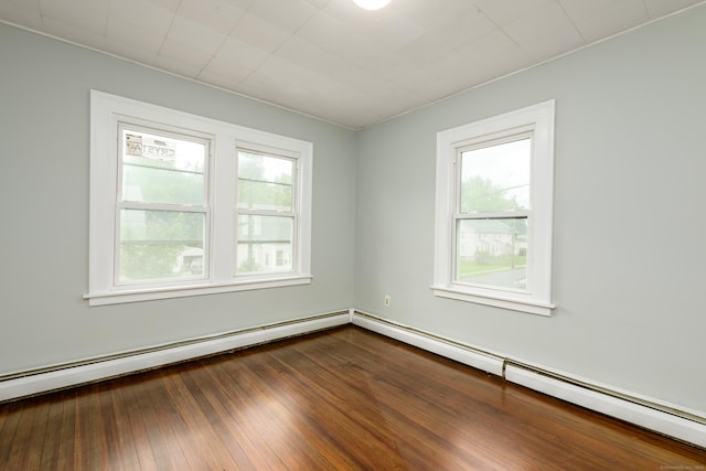 49 Olmsted St, East Hartford, CT 06108 - unfurnished room featuring baseboard heating and dark wood finished floors