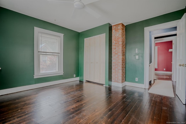 103 Clay St, Thomaston, CT 06787 - unfurnished bedroom featuring hardwood / wood-style floors, a closet, and ceiling fan