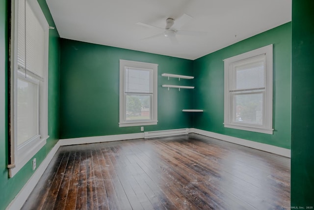 103 Clay St, Thomaston, CT 06787 - spare room featuring a ceiling fan, a baseboard radiator, and hardwood / wood-style flooring