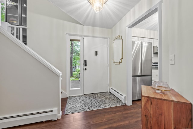 12 Byrne Ct Unit D, Farmington, CT 06032 - entryway with a baseboard radiator, dark wood-style flooring, and stairway