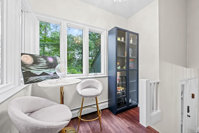 12 Byrne Ct Unit D, Farmington, CT 06032 - living area with baseboard heating and dark wood-style floors