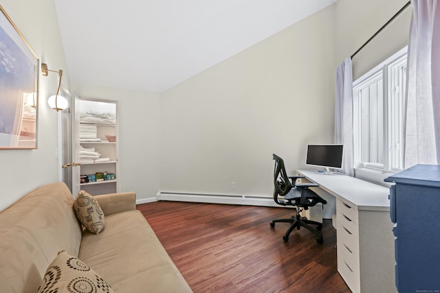 12 Byrne Ct Unit D, Farmington, CT 06032 - office area with a baseboard radiator, dark wood-type flooring, and plenty of natural light