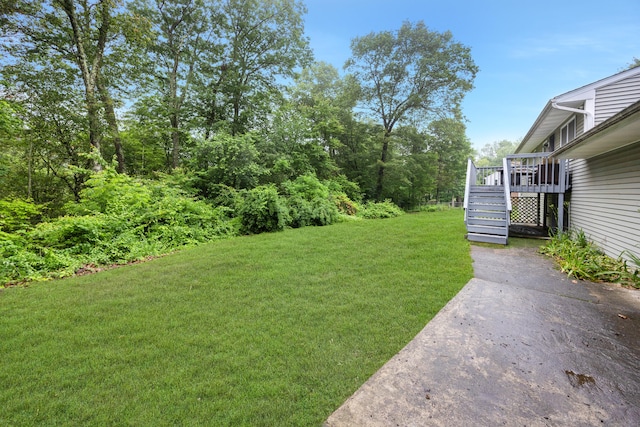 489 Thomaston Rd, Watertown, CT 06795 - view of grassy yard featuring stairway and a deck