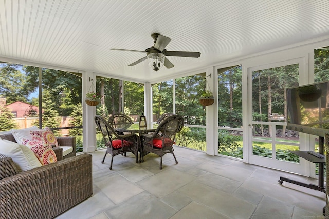5 Lookout Rd, Norwalk, CT 06850 - sunroom / solarium featuring outdoor dining area and a ceiling fan