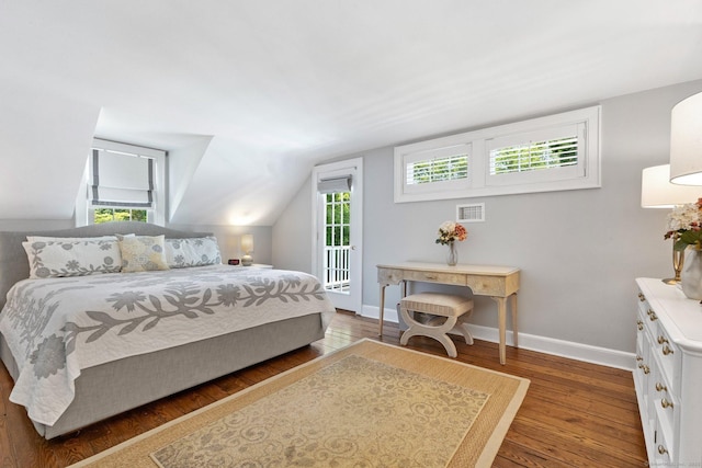 5 Lookout Rd, Norwalk, CT 06850 - bedroom with access to exterior, wood finished floors, and lofted ceiling