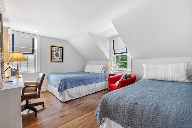 5 Lookout Rd, Norwalk, CT 06850 - bedroom featuring wood finished floors, lofted ceiling, and a desk