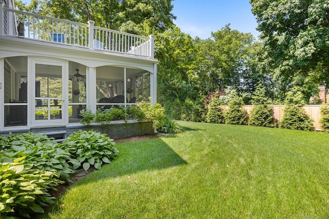 5 Lookout Rd, Norwalk, CT 06850 - view of yard featuring a balcony and a sunroom
