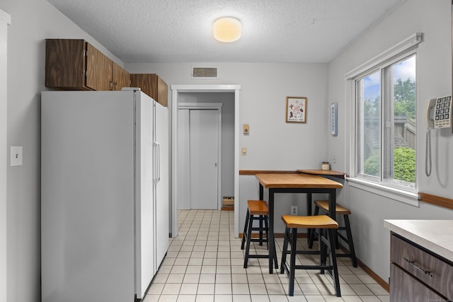 21 Heritage Cir Unit A, Southbury, CT 06488 - kitchen featuring freestanding refrigerator, a textured ceiling, plenty of natural light, and light countertops