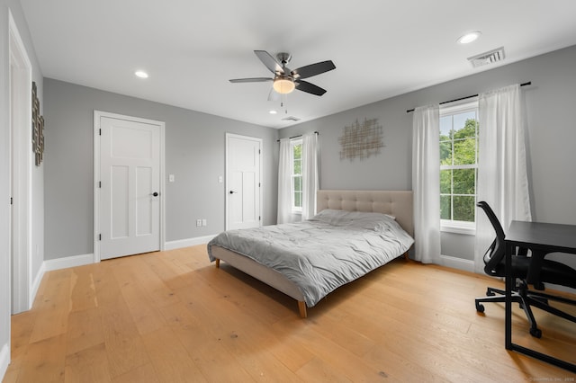 64 Scotch Cap Rd Unit 173, Waterford, CT 06375 - bedroom with recessed lighting, light wood-style floors, and a ceiling fan