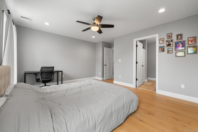 64 Scotch Cap Rd Unit 173, Waterford, CT 06375 - bedroom featuring recessed lighting, light wood-style flooring, and ceiling fan