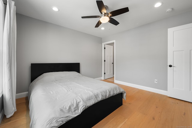 64 Scotch Cap Rd Unit 173, Waterford, CT 06375 - bedroom with light wood-type flooring, recessed lighting, and ceiling fan