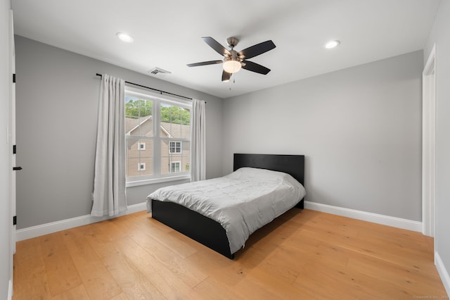 64 Scotch Cap Rd Unit 173, Waterford, CT 06375 - bedroom with light wood-style floors, recessed lighting, and ceiling fan
