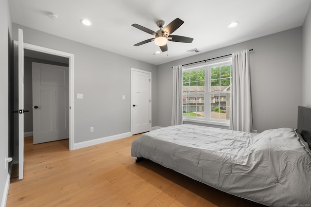 64 Scotch Cap Rd Unit 173, Waterford, CT 06375 - bedroom with recessed lighting, light wood-type flooring, and a ceiling fan
