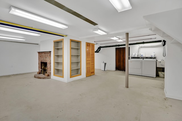 133 Griswold Rd, Wethersfield, CT 06109 - finished below grade area featuring washer and clothes dryer and a fireplace