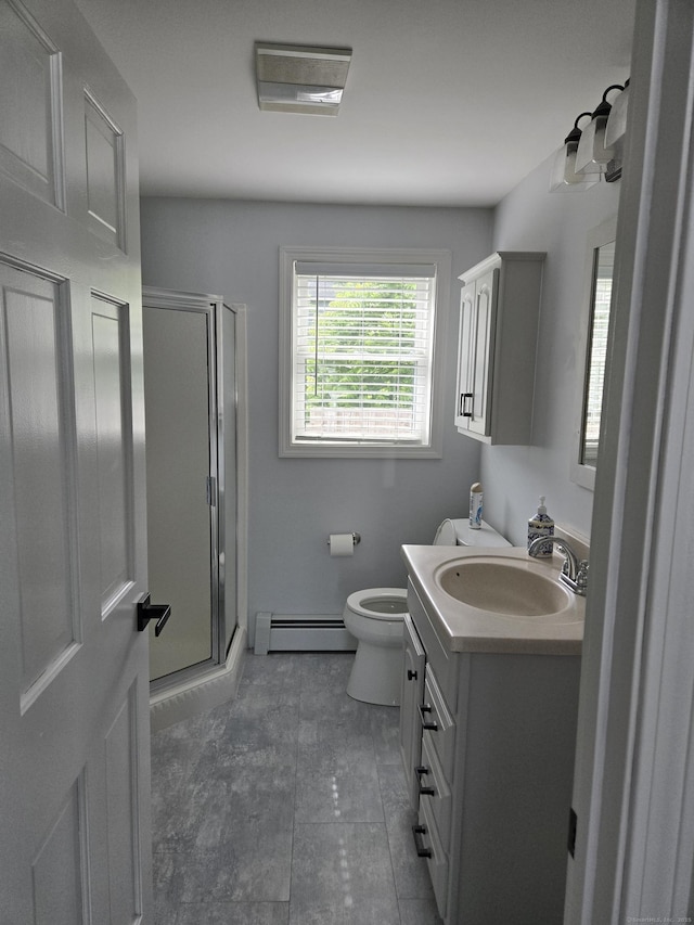 118 Harding Ave, Newington, CT 06111 - full bath featuring baseboard heating, vanity, and a shower stall