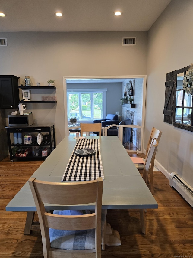 118 Harding Ave, Newington, CT 06111 - dining room with wood finished floors, recessed lighting, and a baseboard heating unit