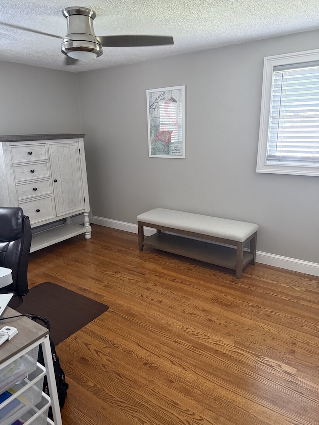 118 Harding Ave, Newington, CT 06111 - office featuring wood finished floors, a textured ceiling, and a ceiling fan
