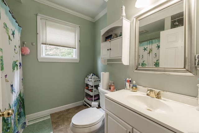 21 Bigelow Ave, Enfield, CT 06082 - bathroom with vanity, ornamental molding, and a shower with shower curtain