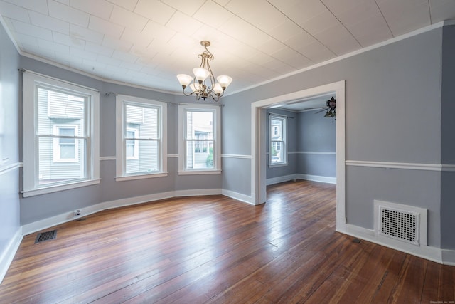 21 Bigelow Ave, Enfield, CT 06082 - empty room featuring ornamental molding, a chandelier, and hardwood / wood-style floors