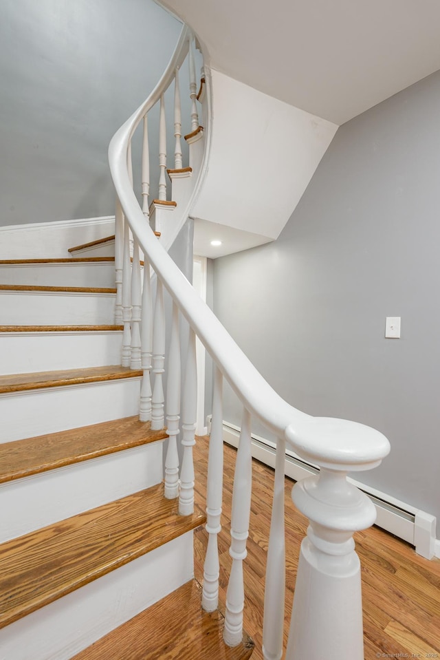 68 School St, Hartford, CT 06106 - staircase featuring wood finished floors and lofted ceiling
