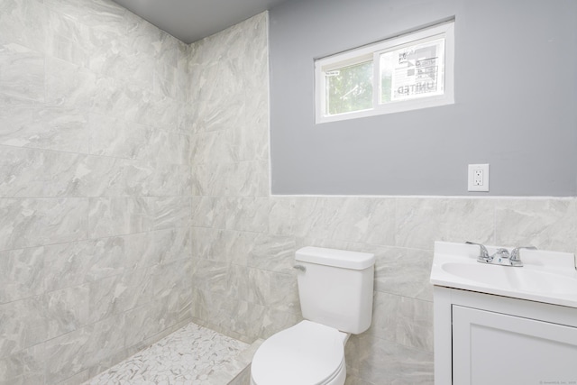 68 School St, Hartford, CT 06106 - bathroom with vanity, tile walls, and wainscoting