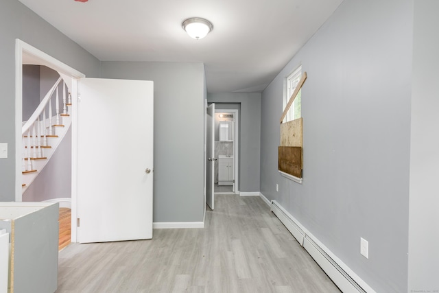68 School St, Hartford, CT 06106 - interior space with baseboard heating, light wood-style floors, and stairs