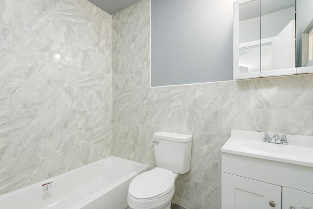 68 School St, Hartford, CT 06106 - bathroom featuring tile walls, vanity, and bathtub / shower combination